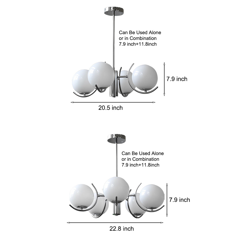 4/5-Light Glass Globe Iron Nordic Chandelier