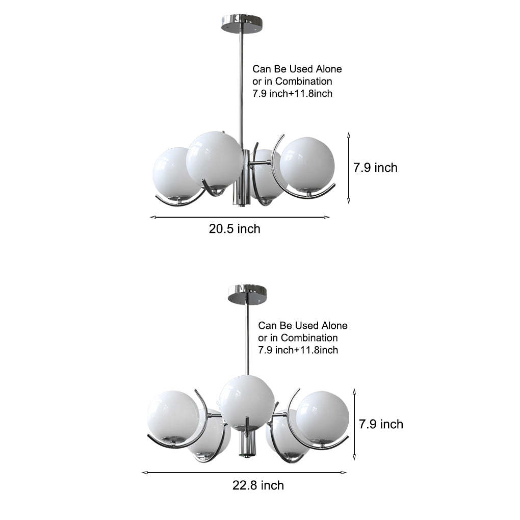 4/5-Light Glass Globe Iron Nordic Chandelier