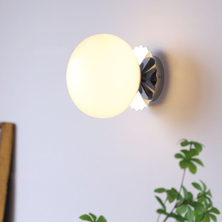Modern Vintage Iron Glass Round Wall Sconce