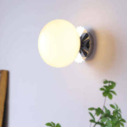 Modern Vintage Iron Glass Round Wall Sconce