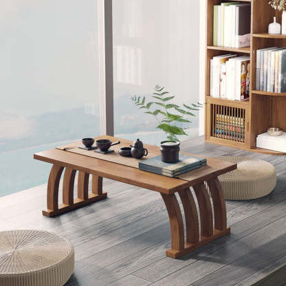 Japanese Curved Heather Bamboo End Table
