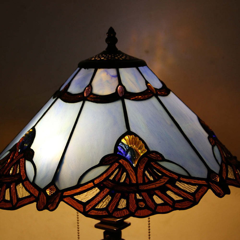Tiffany Mediterranean Stained Glass Cone 2-Light Table Lamp — G / 220V-240V For UK/AU