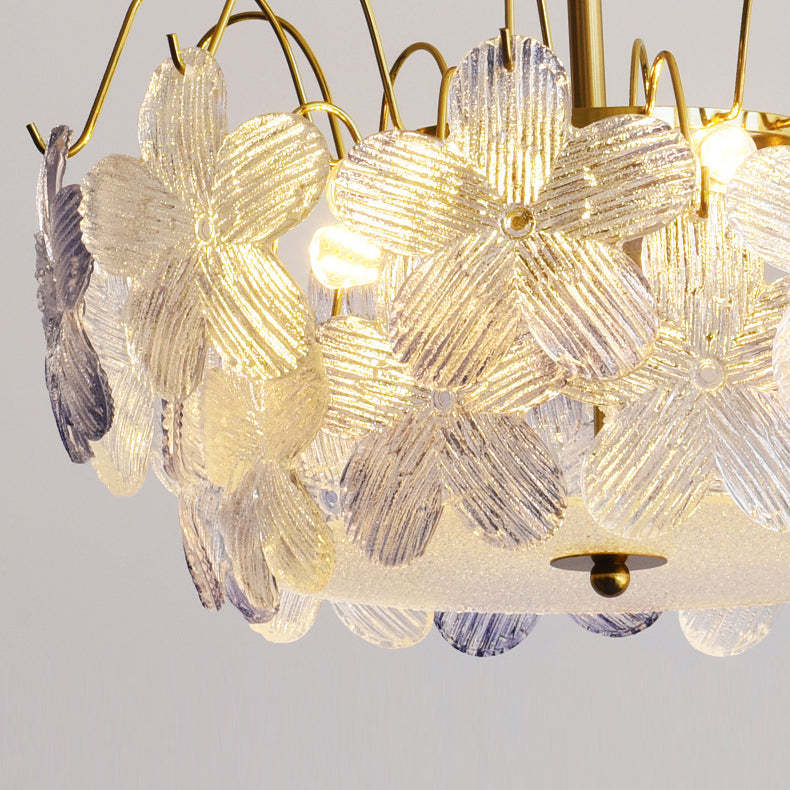 French Iron Round Flower 5/6-Light Ceiling Light