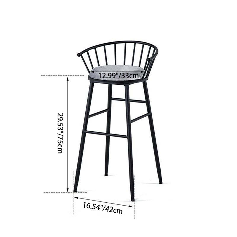 Minimalist Striped Velvet Iron Bar Stool