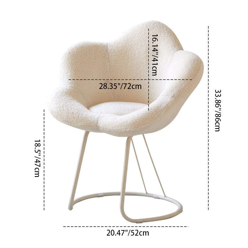 Minimalist Plum Lambswool Metal Vanity Stool — Black Fixed Shelf / White