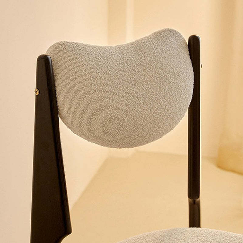 Nordic Ash Velvet Metal Crescent Dining Chair