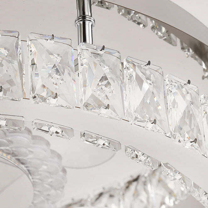 Modern Crystal Stainless Steel LED Flush Mount Fan Light