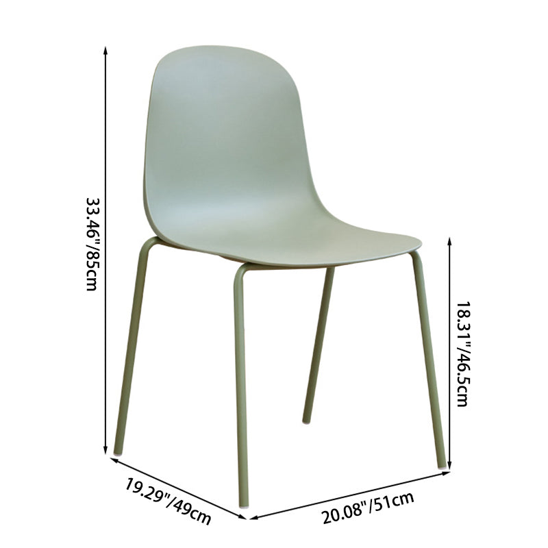 Minimalist Plastic Curved Dining Chair — Green