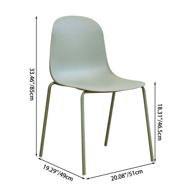 Minimalist Plastic Curved Dining Chair — Green