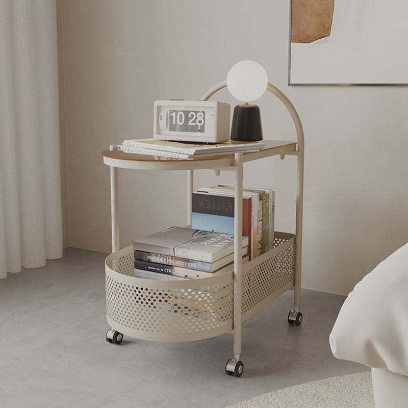 Lighom rolling round iron glass end & side tables for living room
