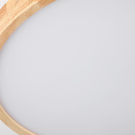 Minimalist Solid Wood Round Tatami LED Flush Mount Light