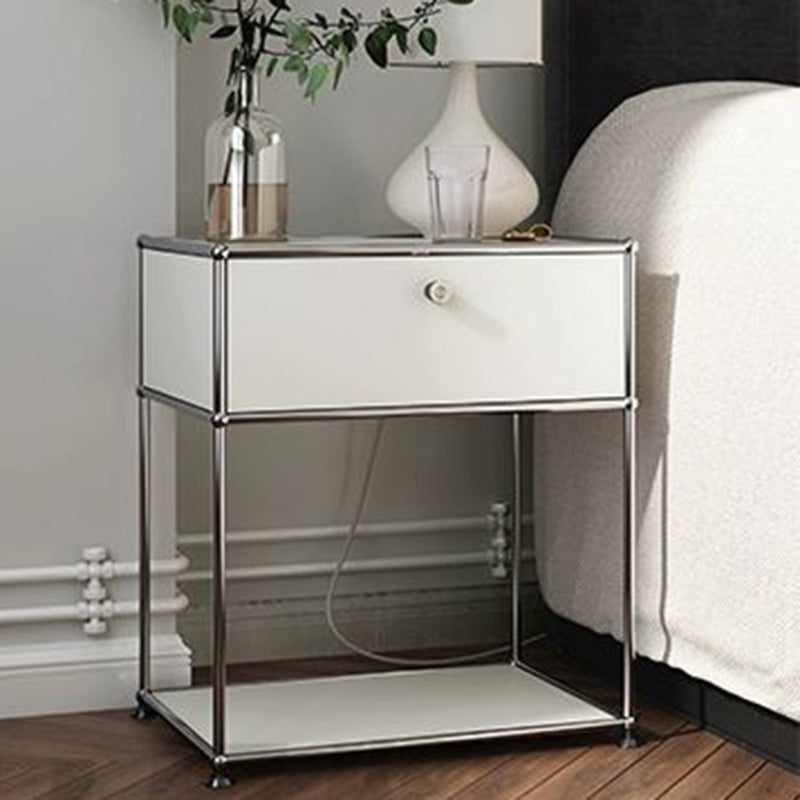 Minimalist Stainless Steel Nightstand 1-Drawer