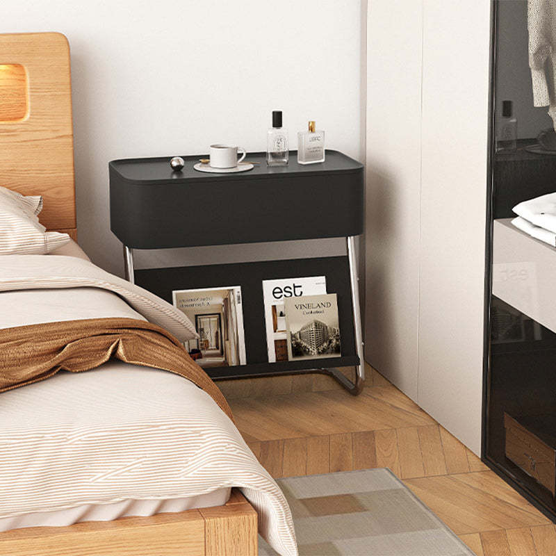 Minimalist Stainless Steel Swivel Nightstand 1-Cabinet
