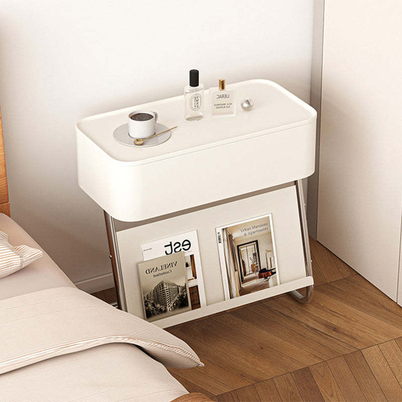 Minimalist Stainless Steel Swivel Nightstand 1-Cabinet