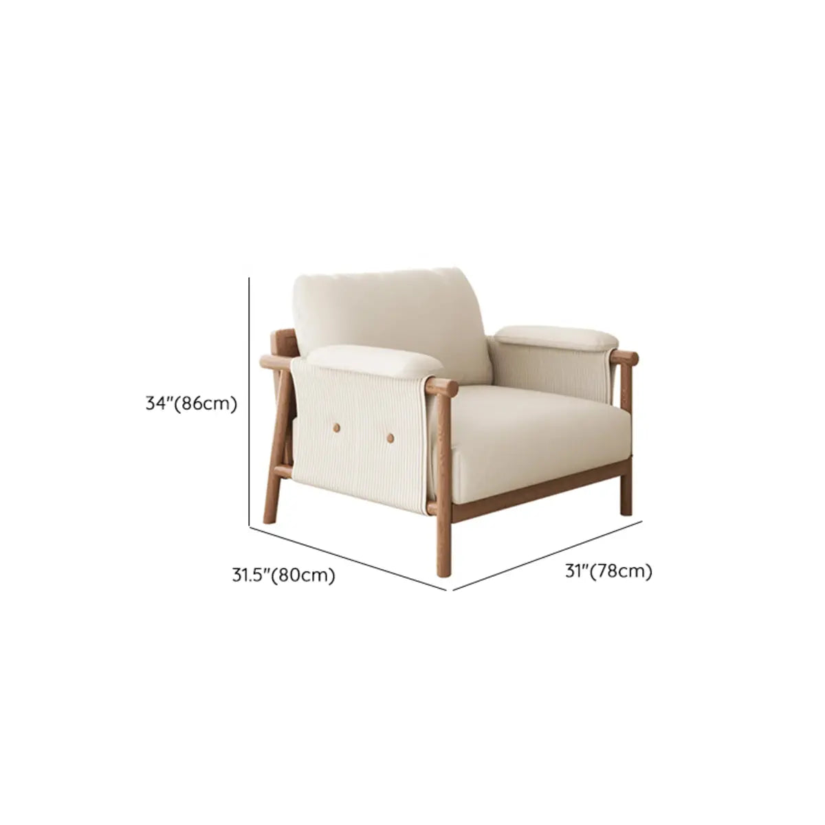 White Microfiber Leather Removable Cushion Armchair