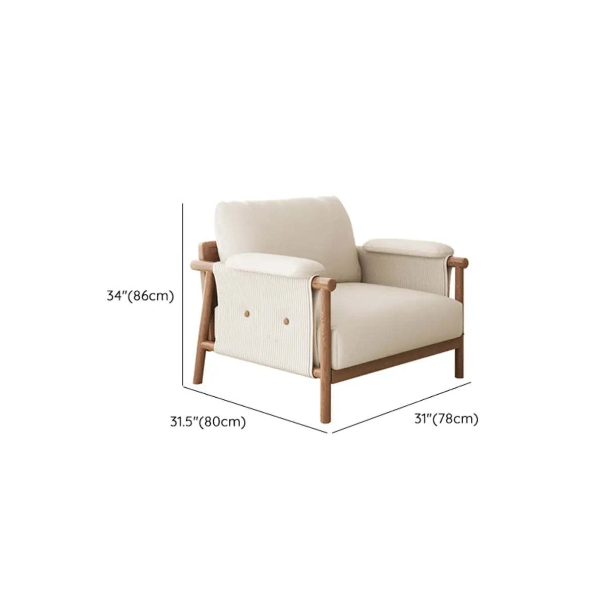 White Microfiber Leather Removable Cushion Armchair