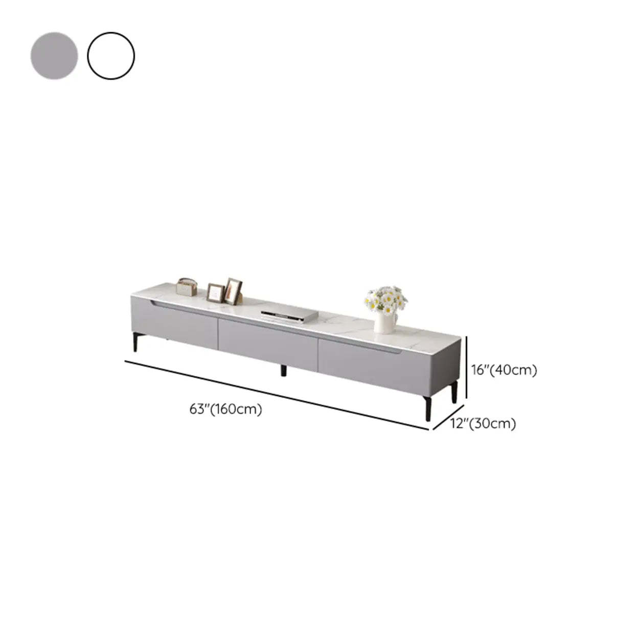 Contemporary Light Gray Stone TV Stand