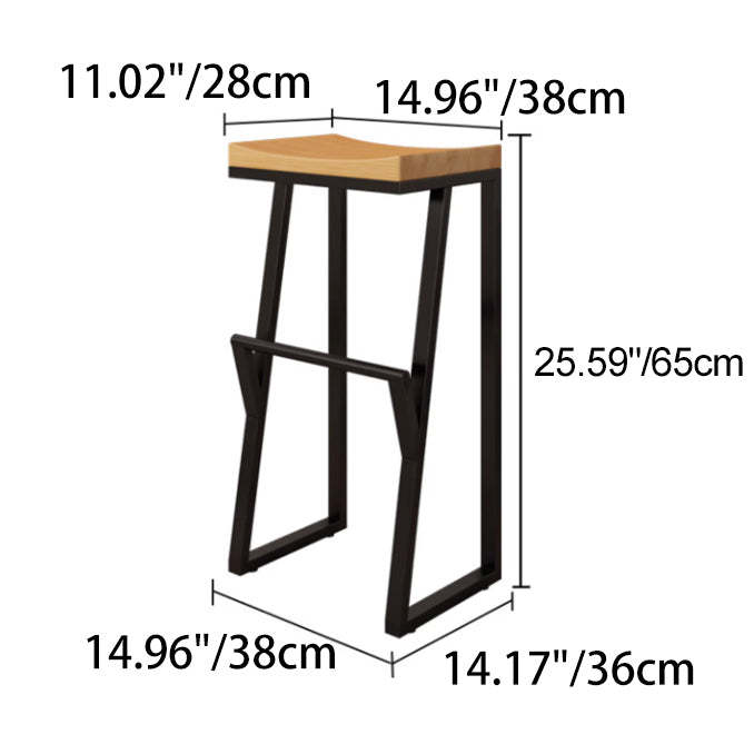 Industrial Wood Iron Bar Stool Footrest