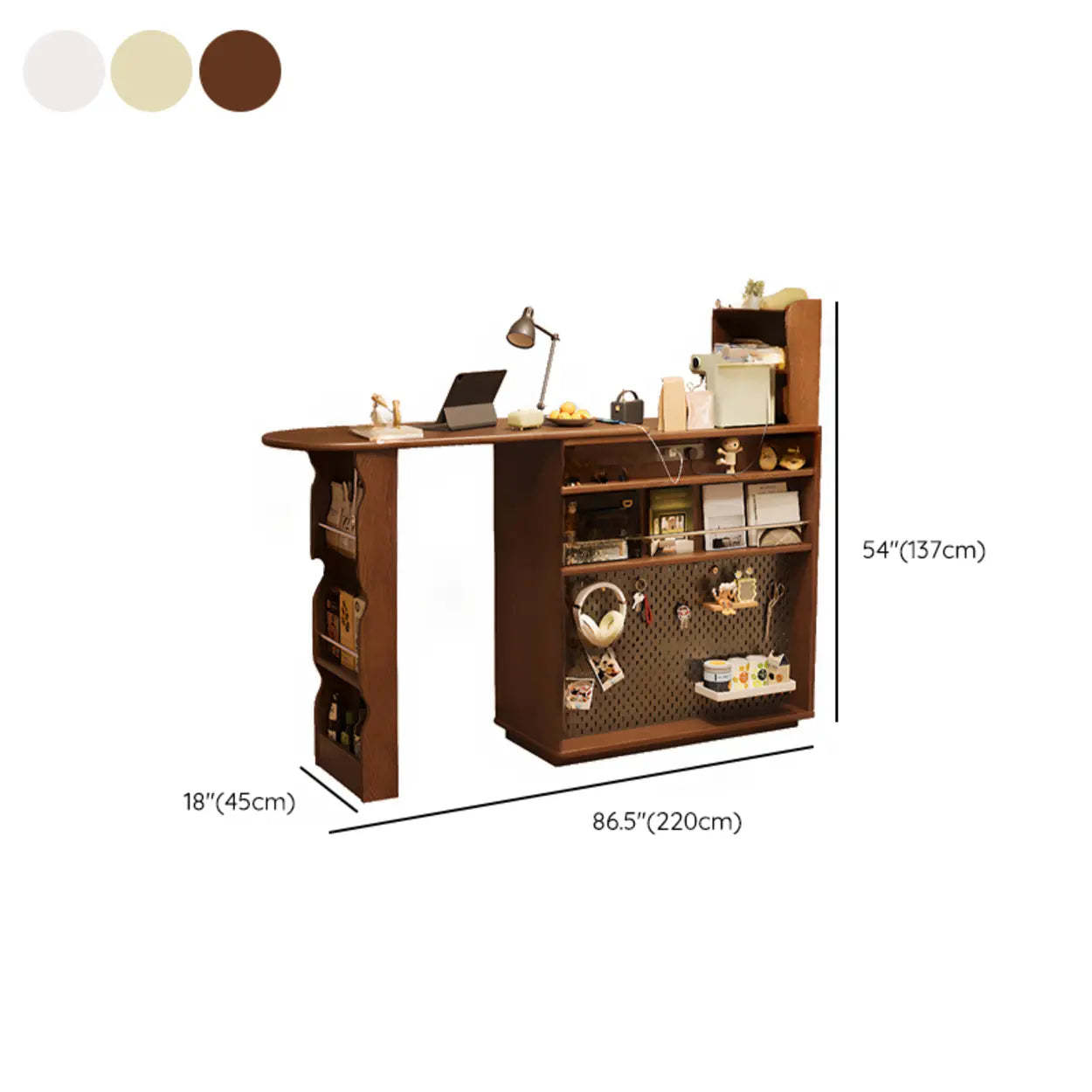 Multifunctional Extendable Wood Bar Table with Shelves