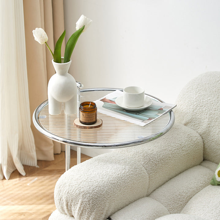 Minimalist Round Glass Steel Coffee Table