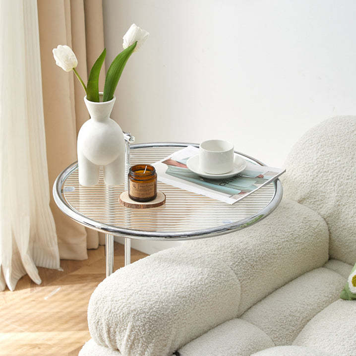 Minimalist Round Glass Steel Coffee Table