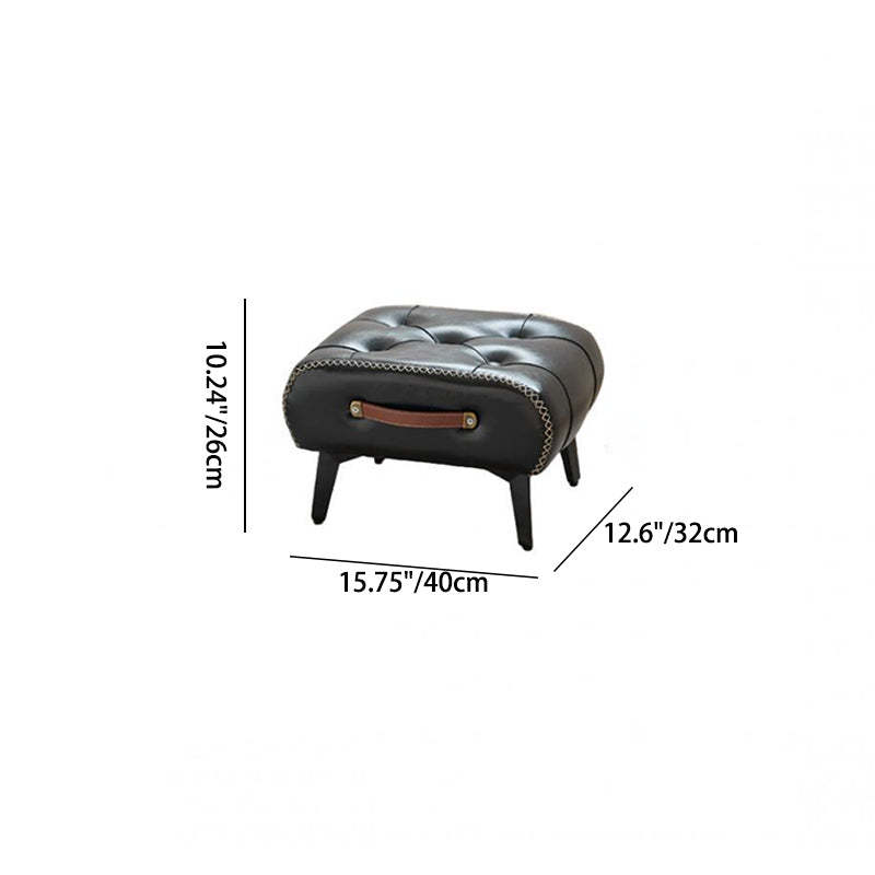 Modern Tufted Faux Leather Portable Footstool