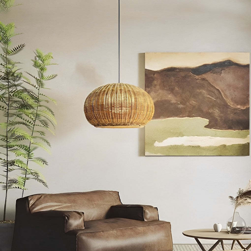 Lantern Shaped Waterproof Rattan Modern Outdoor Wall Lamp Chandelier-Lighom