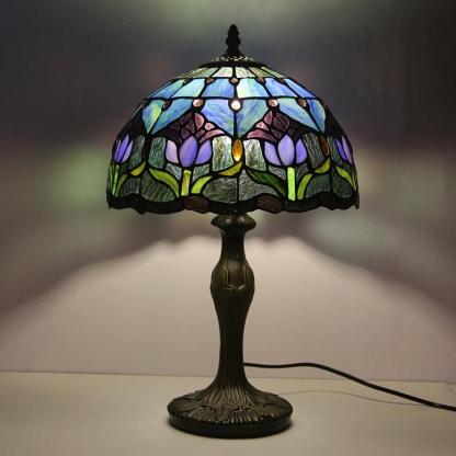 European Tiffany Stained Glass Table Lamp
