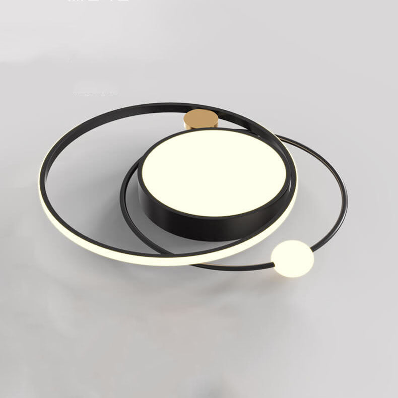 Nordic Round Circle LED Flush Mount Light — White Light (5000K) / Black