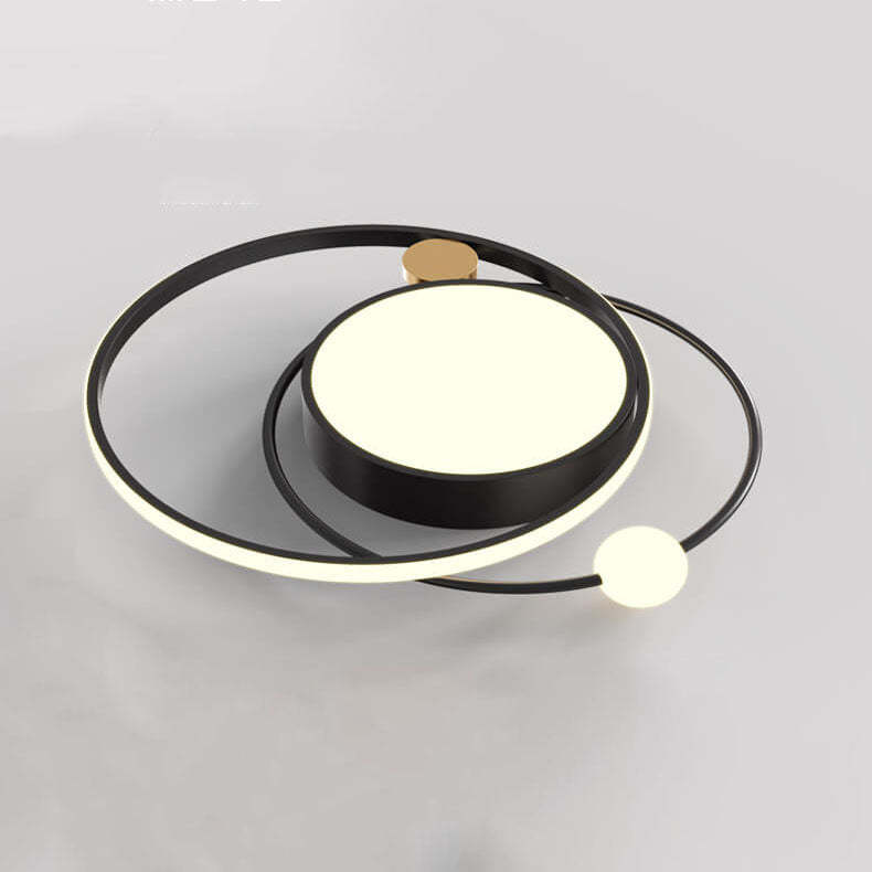 Nordic Round Circle LED Flush Mount Light — White Light (5000K) / Black