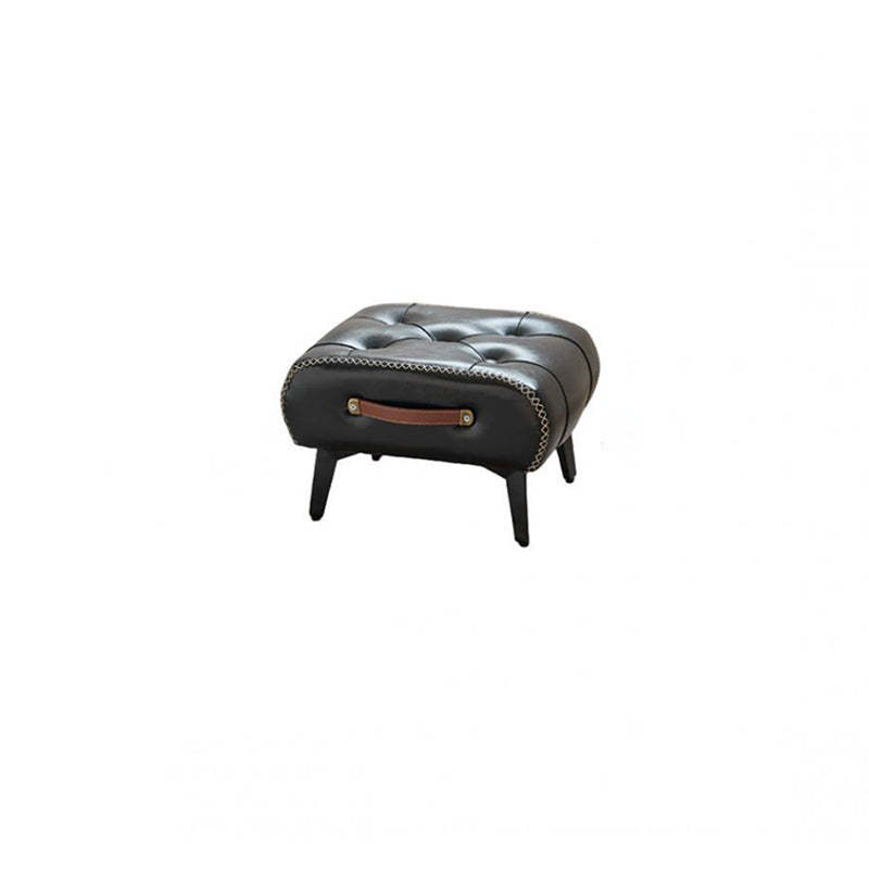 Modern Tufted Faux Leather Portable Footstool