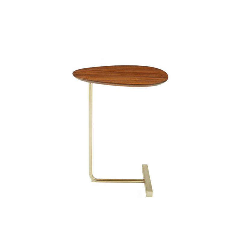 Contemporary Oval Wood Iron 2-Tier End Table