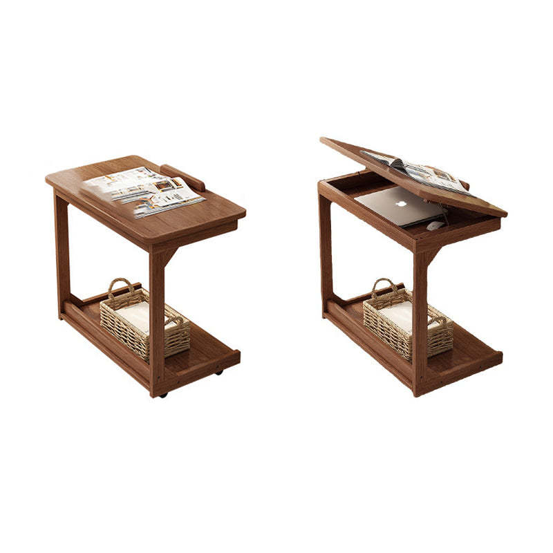 Vintage Wood Flip-Top 2-Tier Side Table