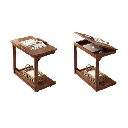 Vintage Wood Flip-Top 2-Tier Side Table