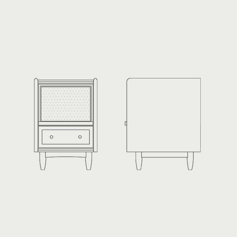 Retro Solid Wood 2-Drawer Nightstand