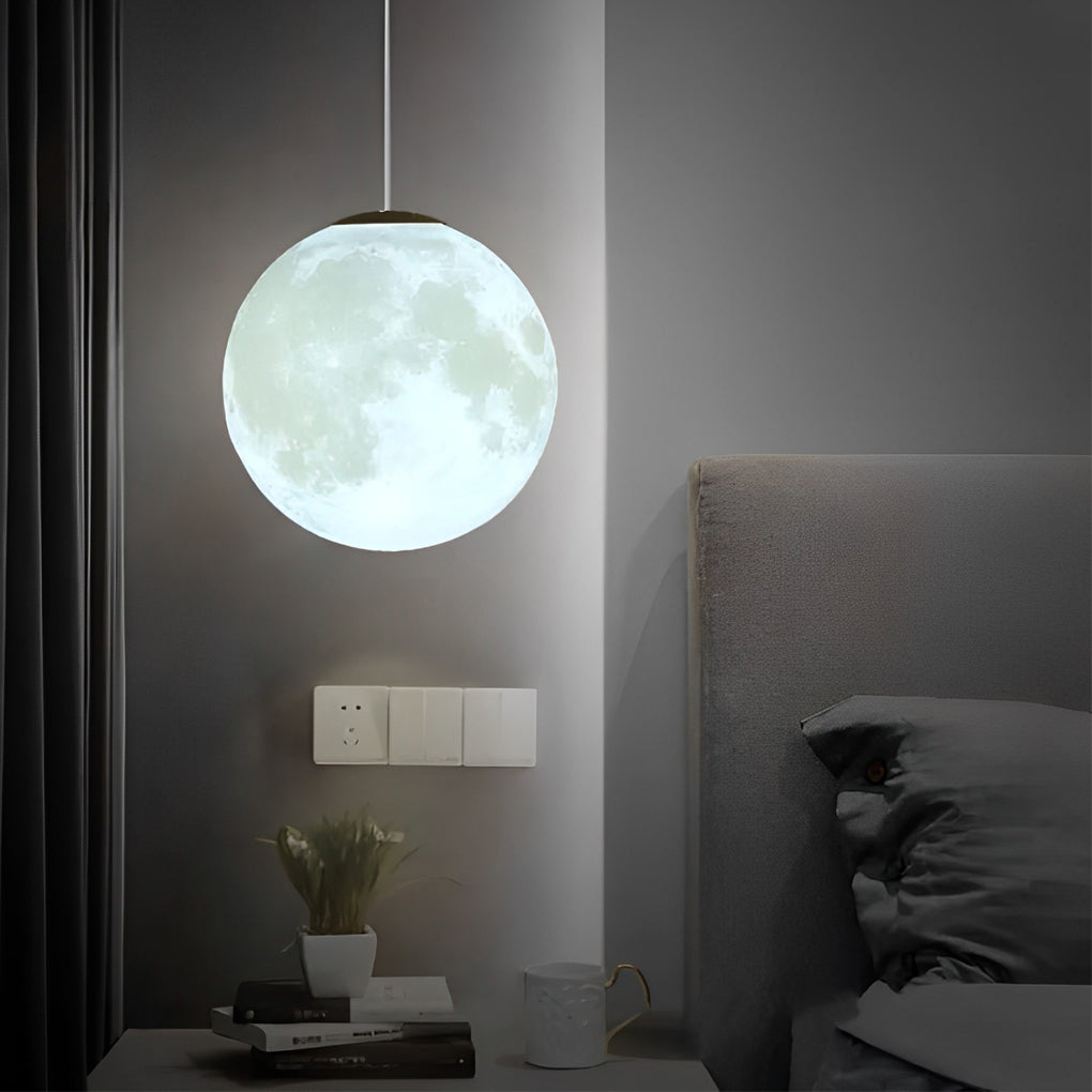 Round Moon Lunar 3D White Pendant Lamp