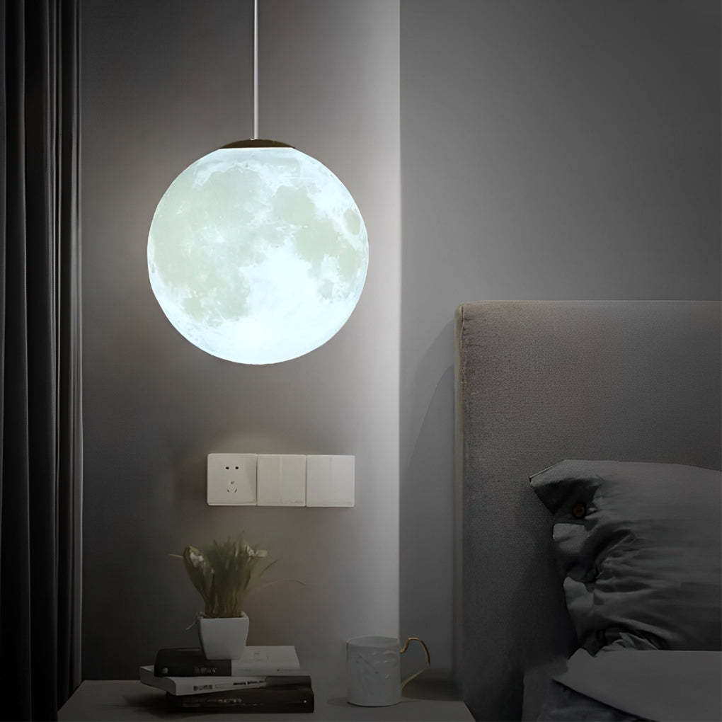 Round Moon Lunar 3D White Pendant Lamp