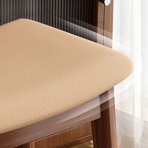Vintage PU Leather Wood Square Footstool