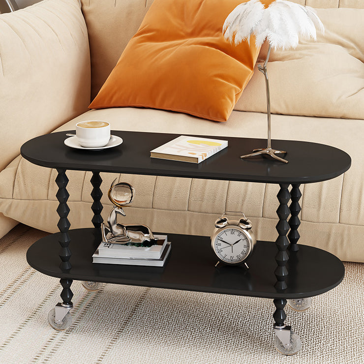 Vintage Oval Wood Plastic 2-Tier Side Table