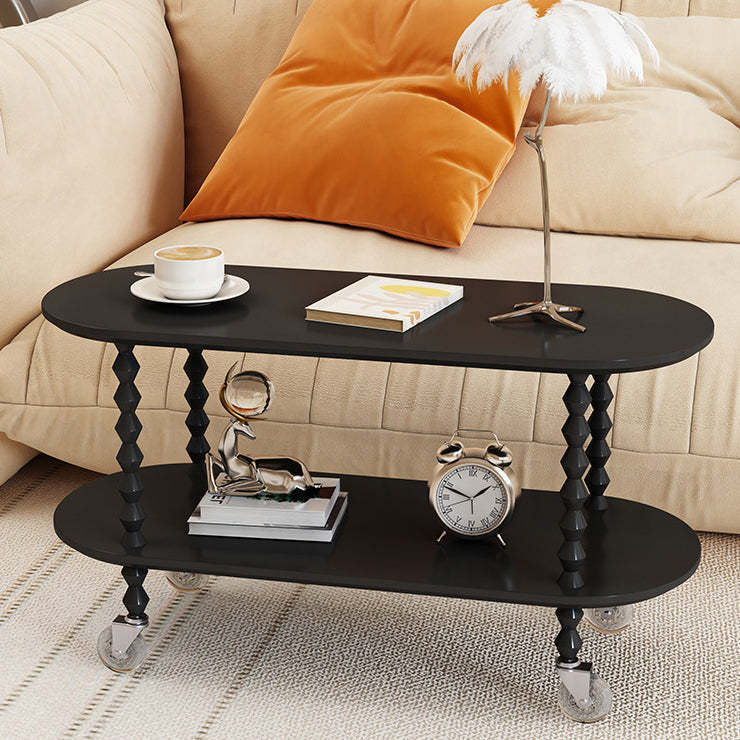 Vintage Oval Wood Plastic 2-Tier Side Table