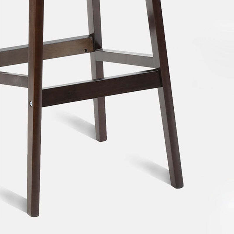 Modern PU Leather Wood Low-Back Bar Stool — Orange PU Leather Cushion + Log Color Frame