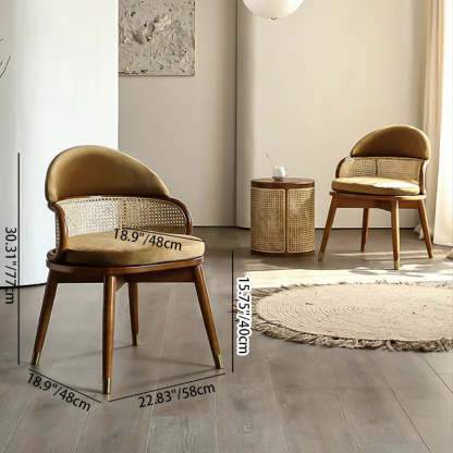 Nordic Woven Ash Rattan Fabric Dining Chair