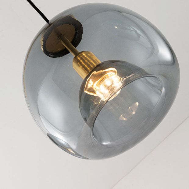 Scandinavian Round Copper Glass Island Chandelier