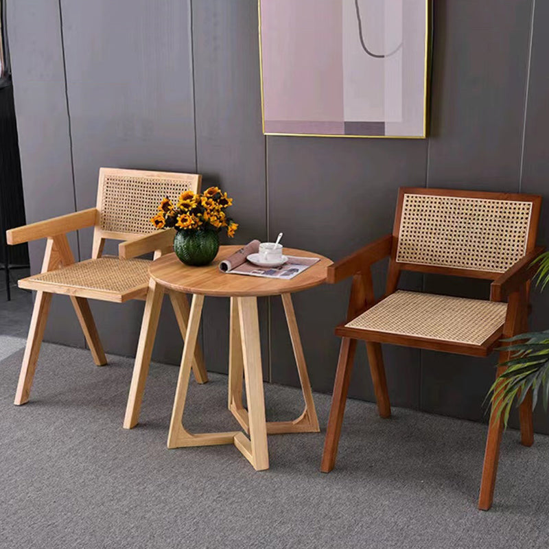 Scandinavian Wood Rattan Armchair
