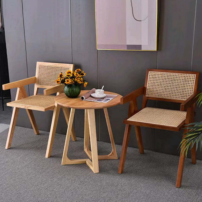 Scandinavian Wood Rattan Armchair