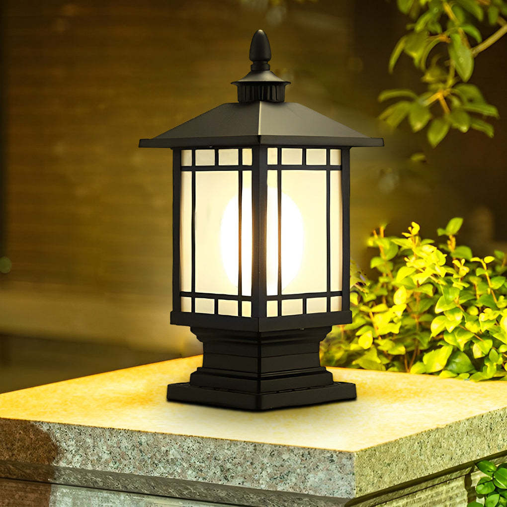 Retro Creative Waterproof Modern Outdoor Fence Post Lights Pillar Lamp-Lighom