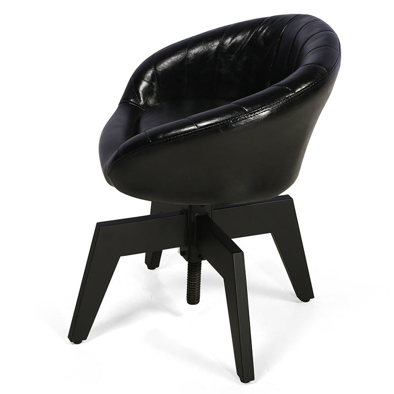 Retro Arc Liftable PU Leather Iron Dining Chair