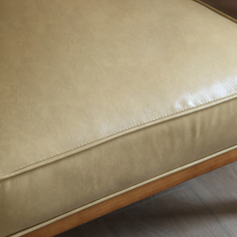 Nordic Curved Wood Rattan Leather Accent Chair