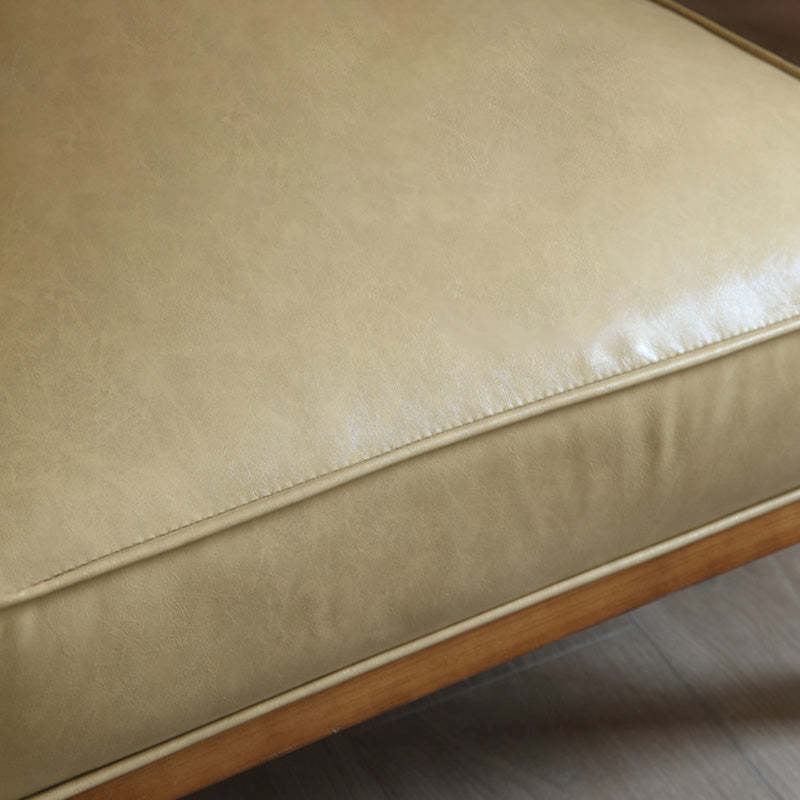 Nordic Curved Wood Rattan Leather Accent Chair