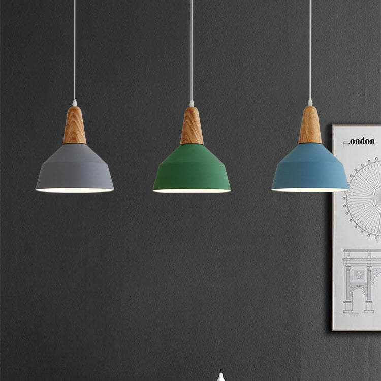 Nordic Macaron Aluminum Wood Pendant Light